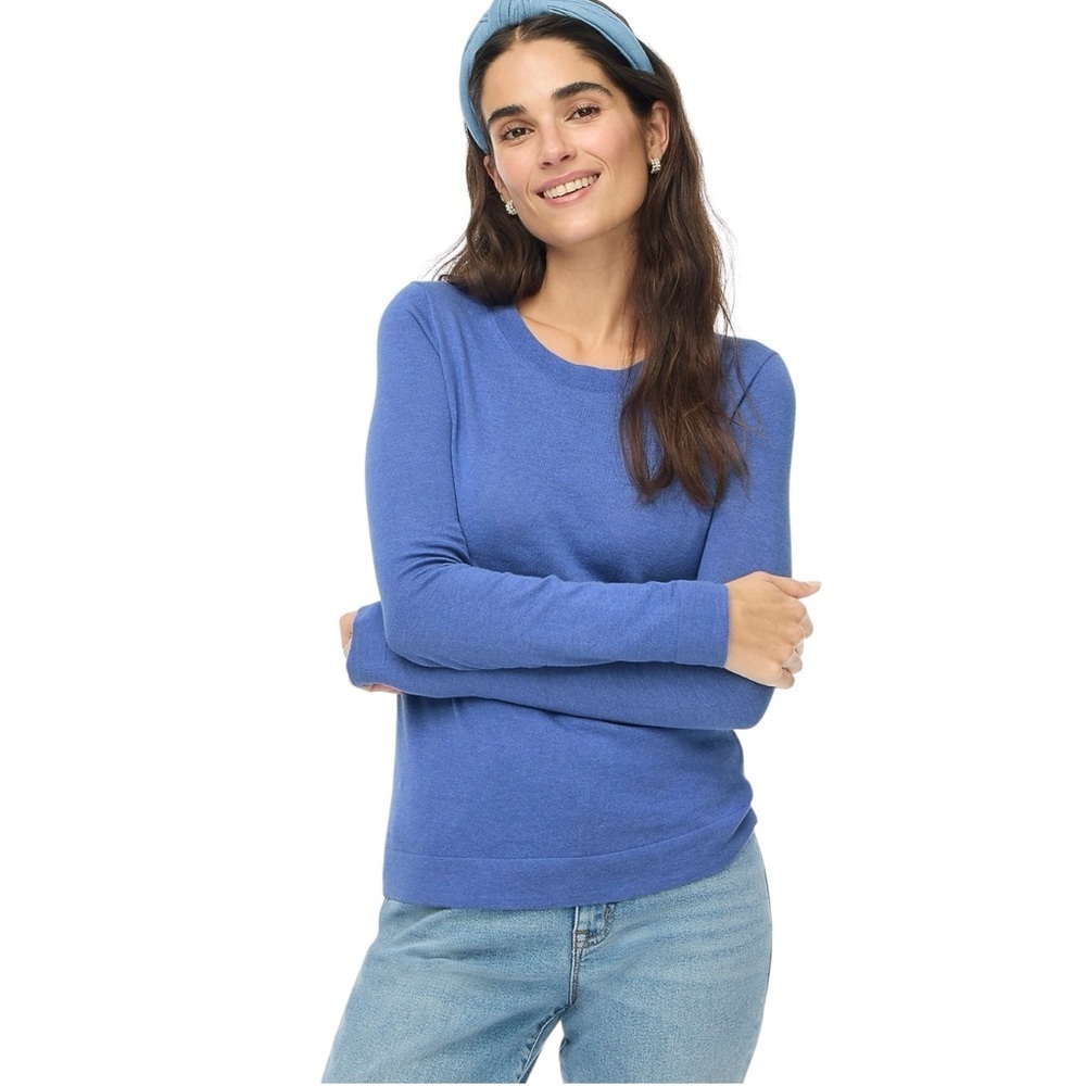 J. Crew Women’s Blue Cotton Merino Wool Blend Teddie Crewneck Sweater Size XL